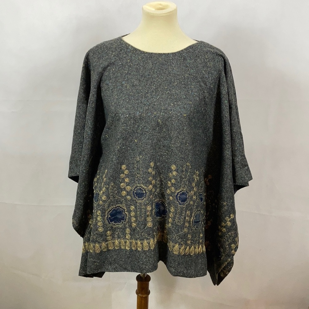 Courtney Washington Wool Embroidered Poncho